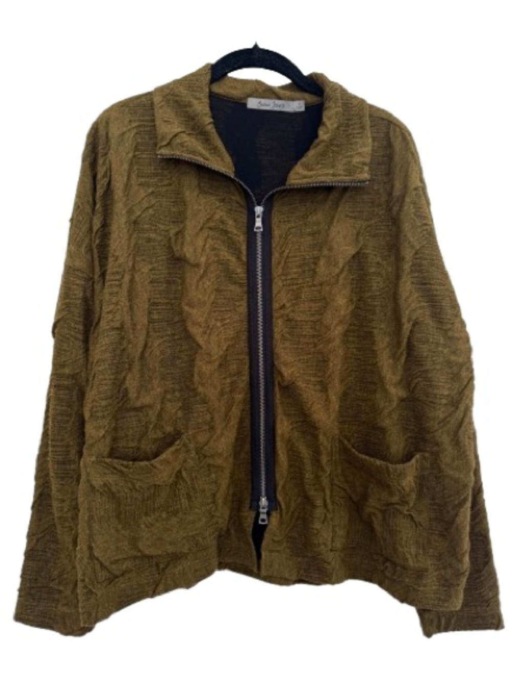 Beau Jours Green Textured Double Zip Jacket Lagenlook